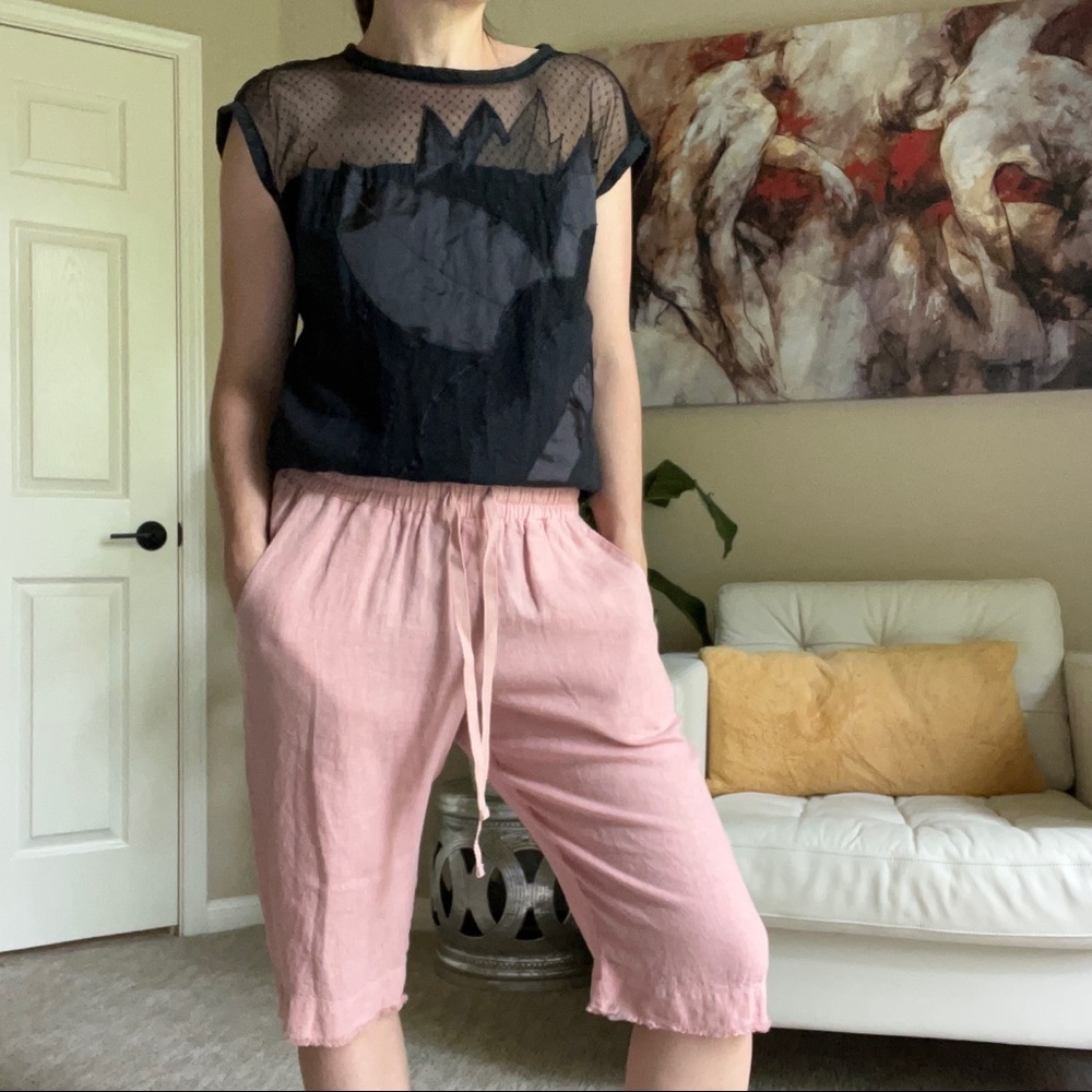 𝅺NWOT Cloth & Stone Blush Pink Linen Long Shorts - Picture 7 of 15